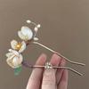 1Pcs Party U-Shaped Hair Pin Hair Accessories Elegant Retro Magnolia Flower Alloy Hair Clip Perfect For Curling Or Straight Hair