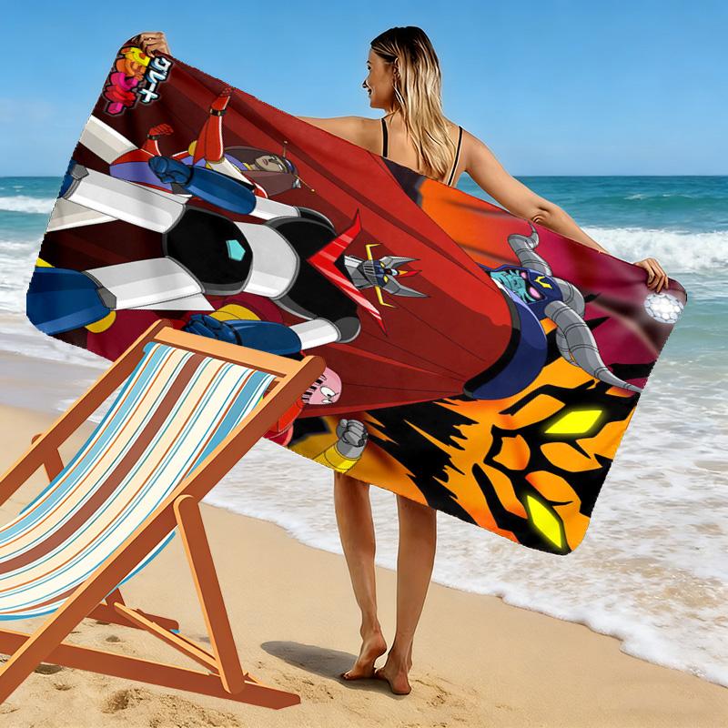 Retro robot 2D Flat Print Beach Towel, Large Soft Quick Dry Towel for Beach Camping SwimmingSSTJ0917283