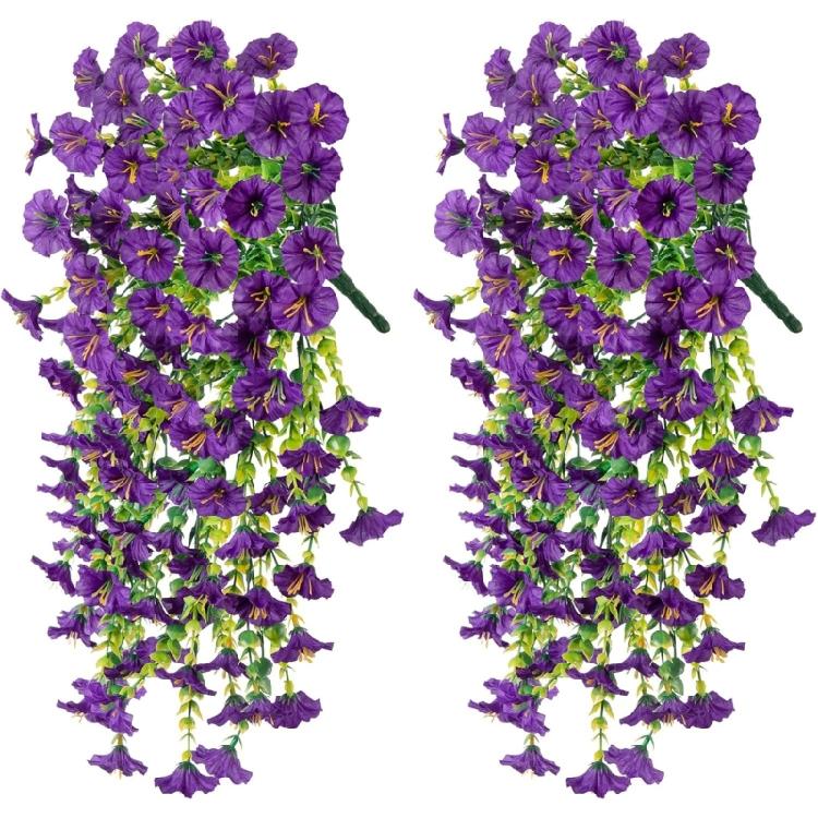 2pcs Decorative Artificial Morning Glory Flower Hanging  for Home and Garden Space