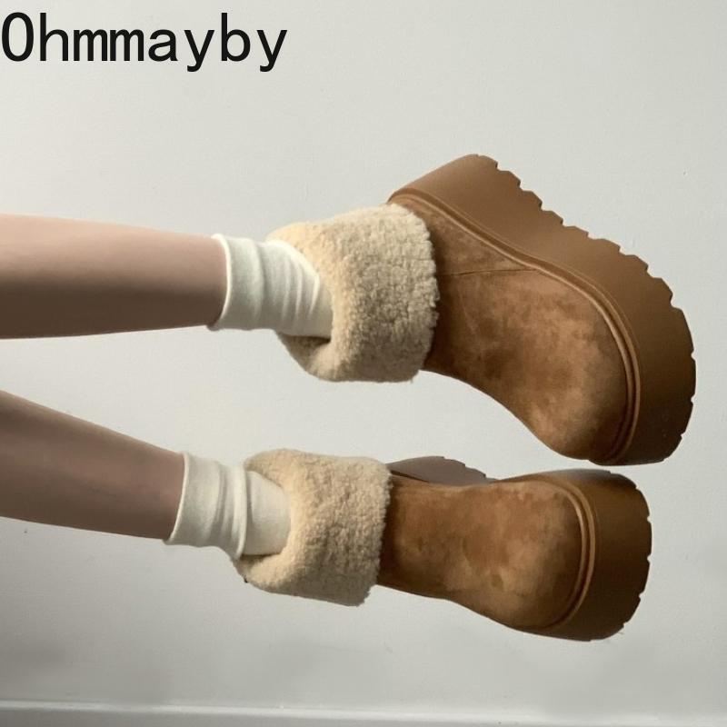 Winter Chunky Platform Thick Bottom Women Snow Boots Fashion Keep Warm Cotton Short Booties Shoes  Mujer