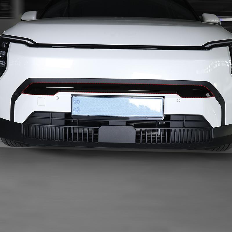 For Kia EV3 2024 2025 Car Exterior Carbon Fiber Piano Black Front Bumper Mesh Decorative Stripes Mouldings LHD RHD