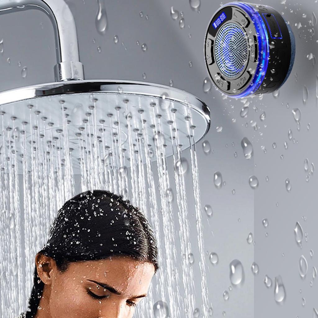 IPX7 Shower Speaker With RGB Lights & LED Display, Bluetooth Speaker With Detachable Suction Cup, 360° Clear Sound, Portable For Home & Travel
