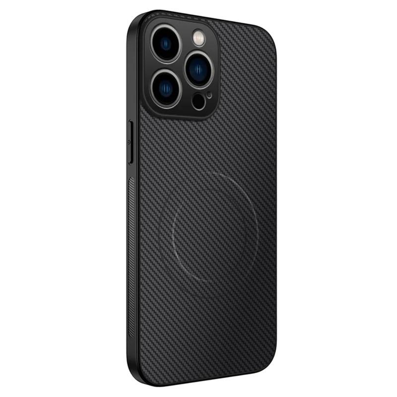 For iPhone 16 Pro Max Case Compatible with MagSafe WANLONFENG TQ Series Carbon Fiber Texture PC TPU Phone Cover