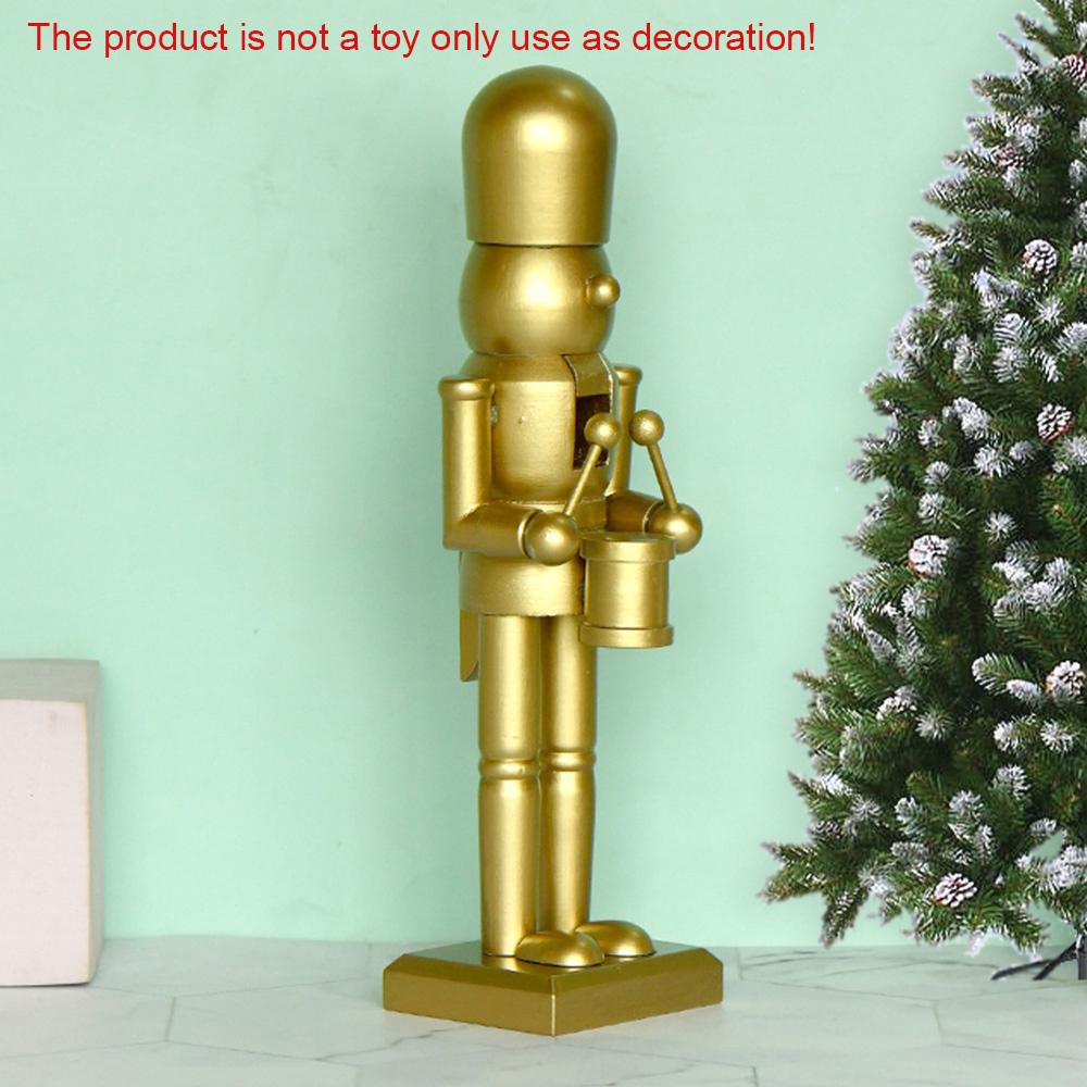 25cm/38cm Christmas Nutcracker Wooden Soldier Golden King Drummer Creative Craft Festival Gift Desktop Ornament Home Decoration