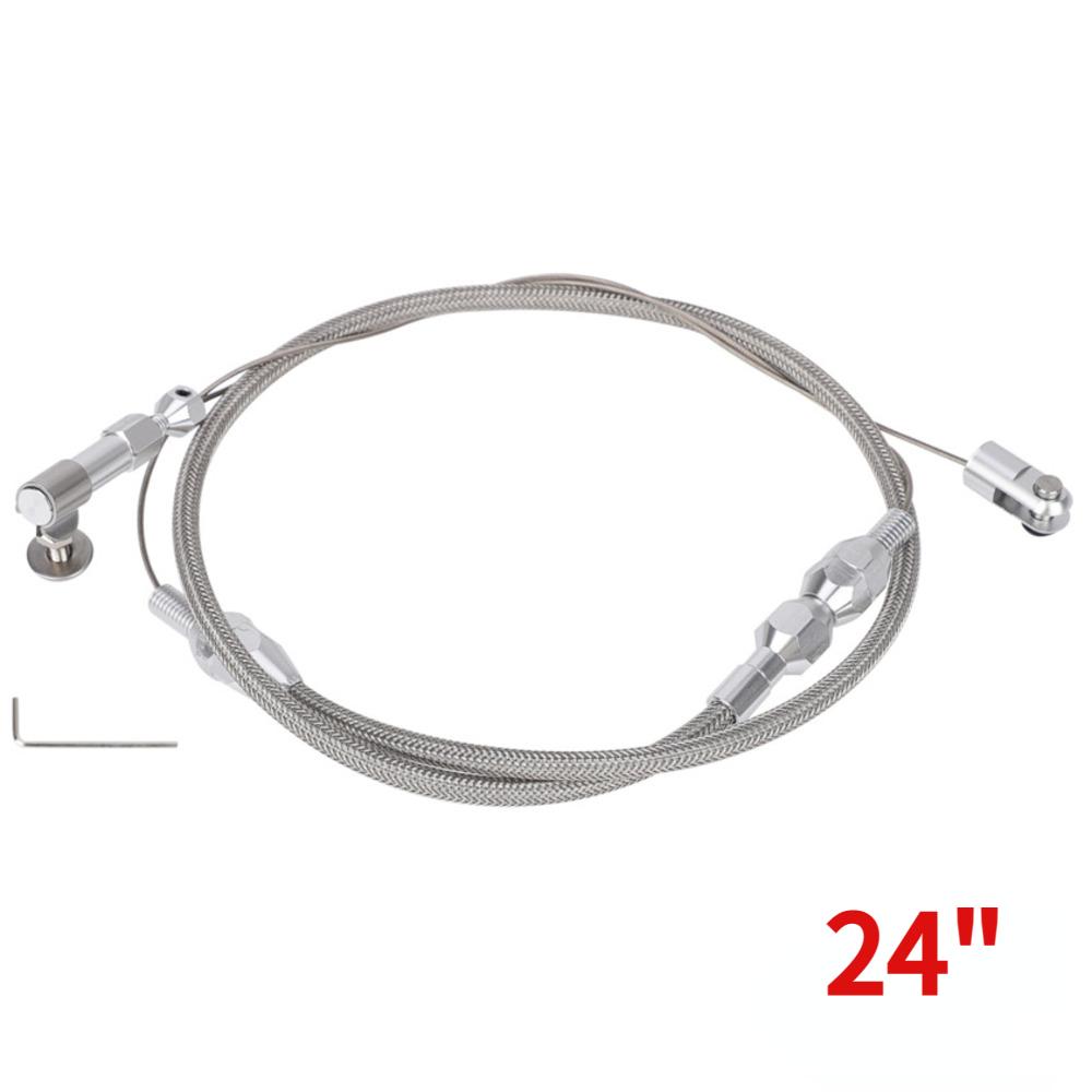 24/36 inch Itbs Throttle Body Gas Cable Kit Stainless Steel Braided For 97-07 Chevrolet/Chevy LS1 Engine 4.8L 5.3L 5.7L 6.0L