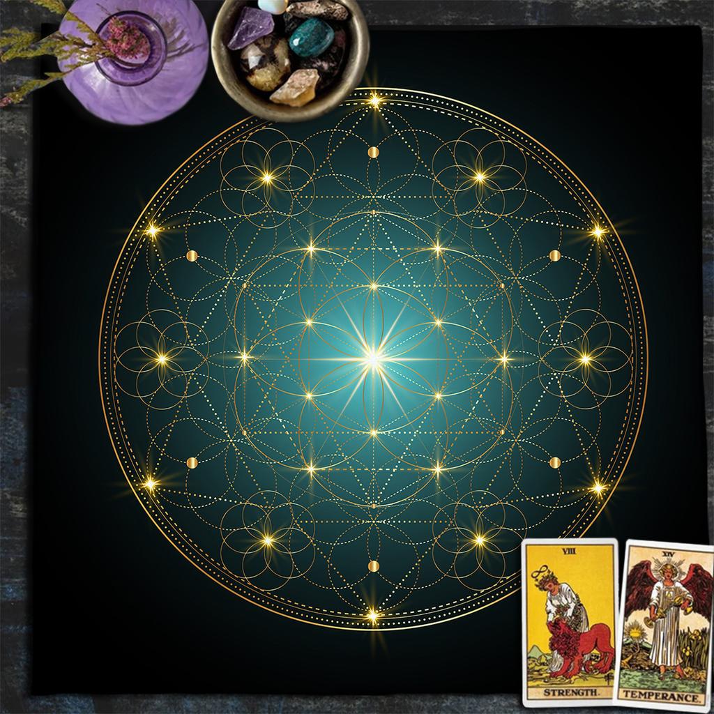 Tarot Tischdecke Mandala Blume des Lebens Altar Tuch Für Divination Meditation Kreis Galaxie Tarot Matte Spirituelle Orakel Karten Pad
