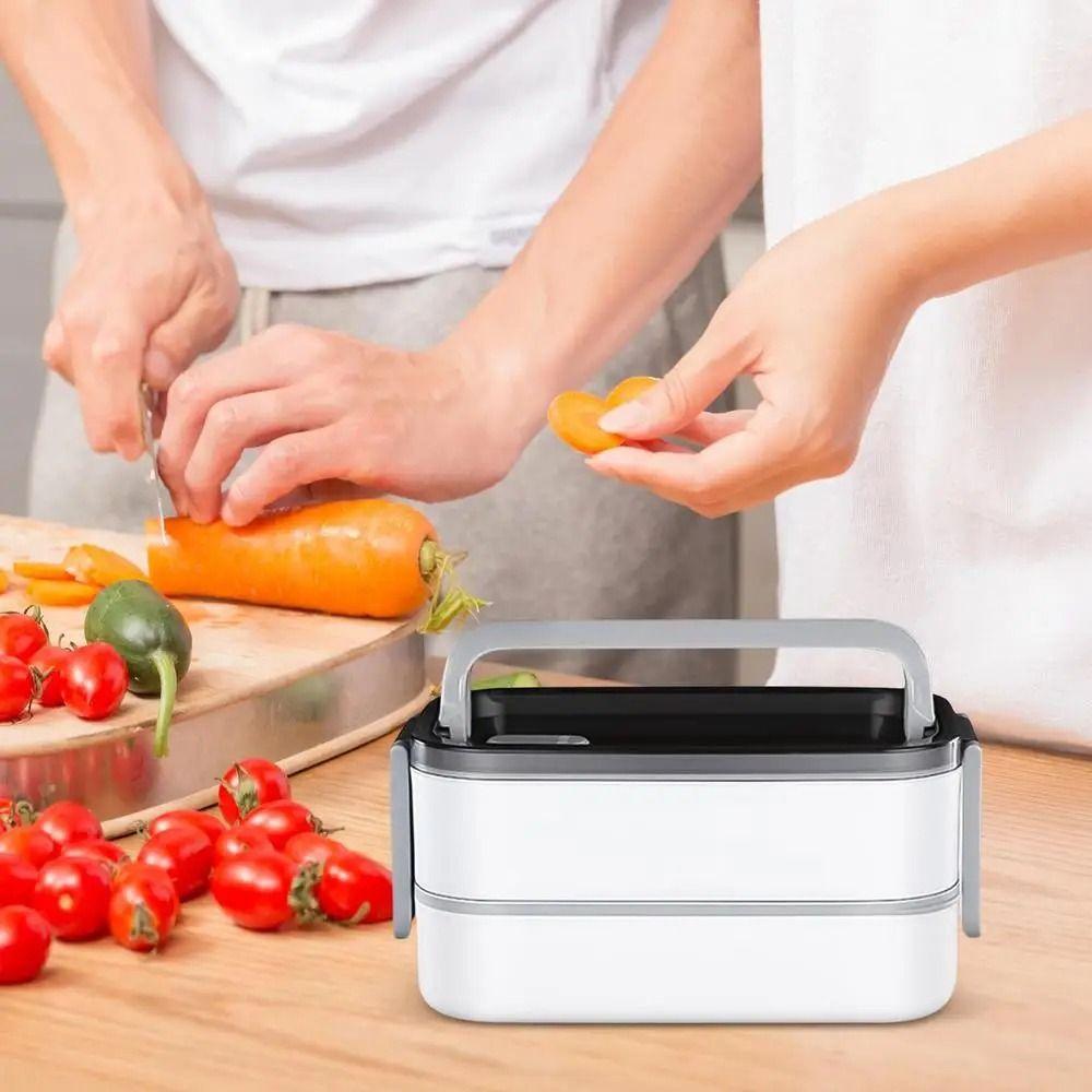 Double Layer Portable Lunch Box Leak-proof Food Storage Crisper Divides Food Container  Camping