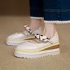 Niche Light Luxury 2025 Women's Shoes High-heeled Soft Leather Foreign Trade Retro Single Shoes Low-top Thick-soled Wedge Heel Single Leather