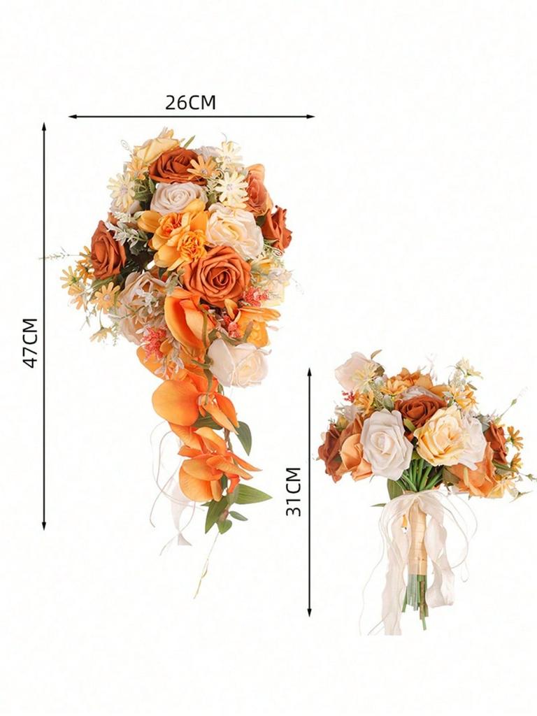 Buquê de noiva Buquês de casamento em cascata para noiva Buquês de noiva artificiais para cerimônia de casamento e aniversário Decoração de dia dos namorados