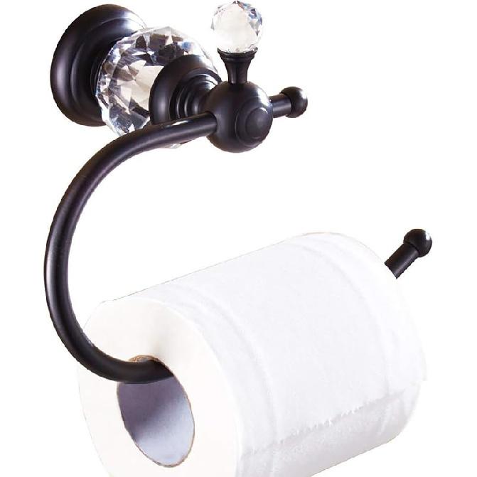Crystal Series Brass Toilet Paper Roll Holder, Polished Chrome чёрный