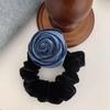 Velvet Floral Elastic Hair Tie Bun Ring - Korean Style for Women