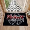 Slipknot Red Nonagram Logo Area Rug Non Slip Mat, Black Background Heavy Metal Band Carpet for Bedroom Decor