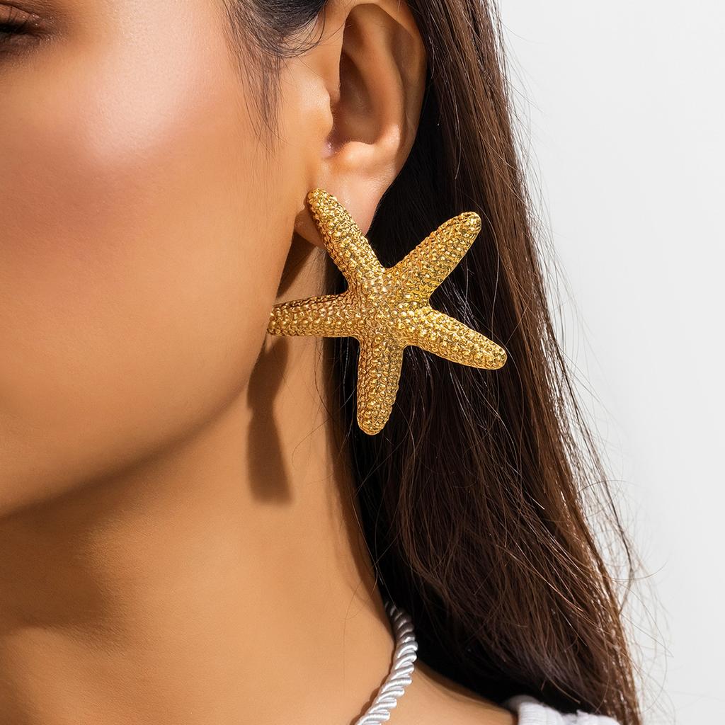 Beach Ocean Wind Party Exaggerated Star Necklace, Vacation Beach Starfish Pendant Necklace