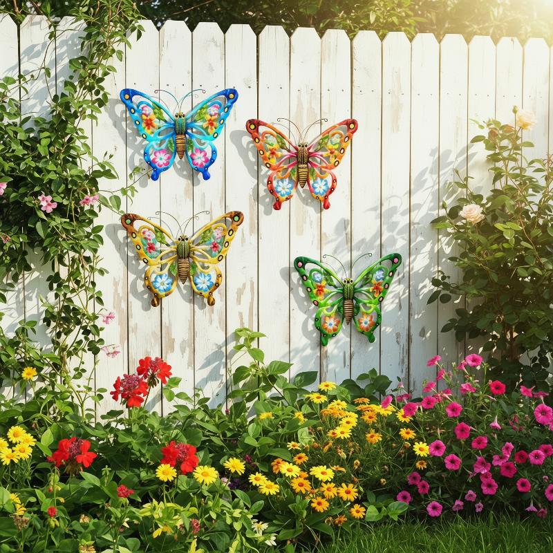 New Large Cutout Metal Butterfly Wall Art, Rust-Proof Outdoor Metal Sculpture For Garden Fence Patio Yard - Unique Gift