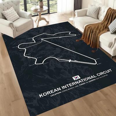 Korean International Circuit Map Square Rugs Are a Great Choice for Living Rooms, Bedrooms, Home Décor, and As Gifts.