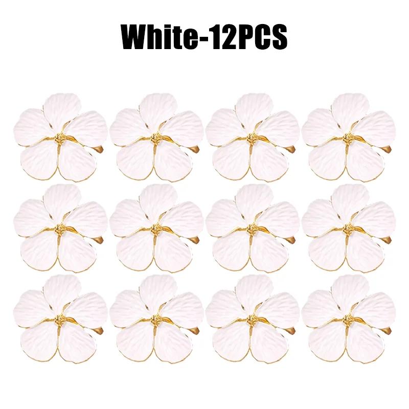 96PCS Bloom Napkin Ring Flower Types Decoration Napkin Holder Plum Blossom Napkin Buckle for Hotel Parties Feast Dining Table