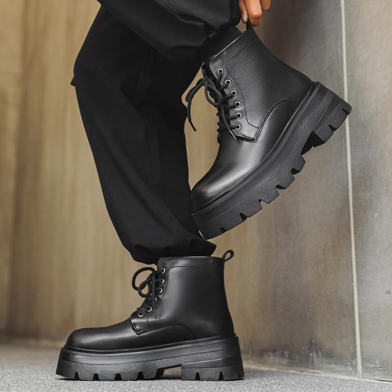 High-Top Martin Boots Winter Heightening Thick-Soled Big Yellow Boots Retro Versatile Men'S Boots 44306-A