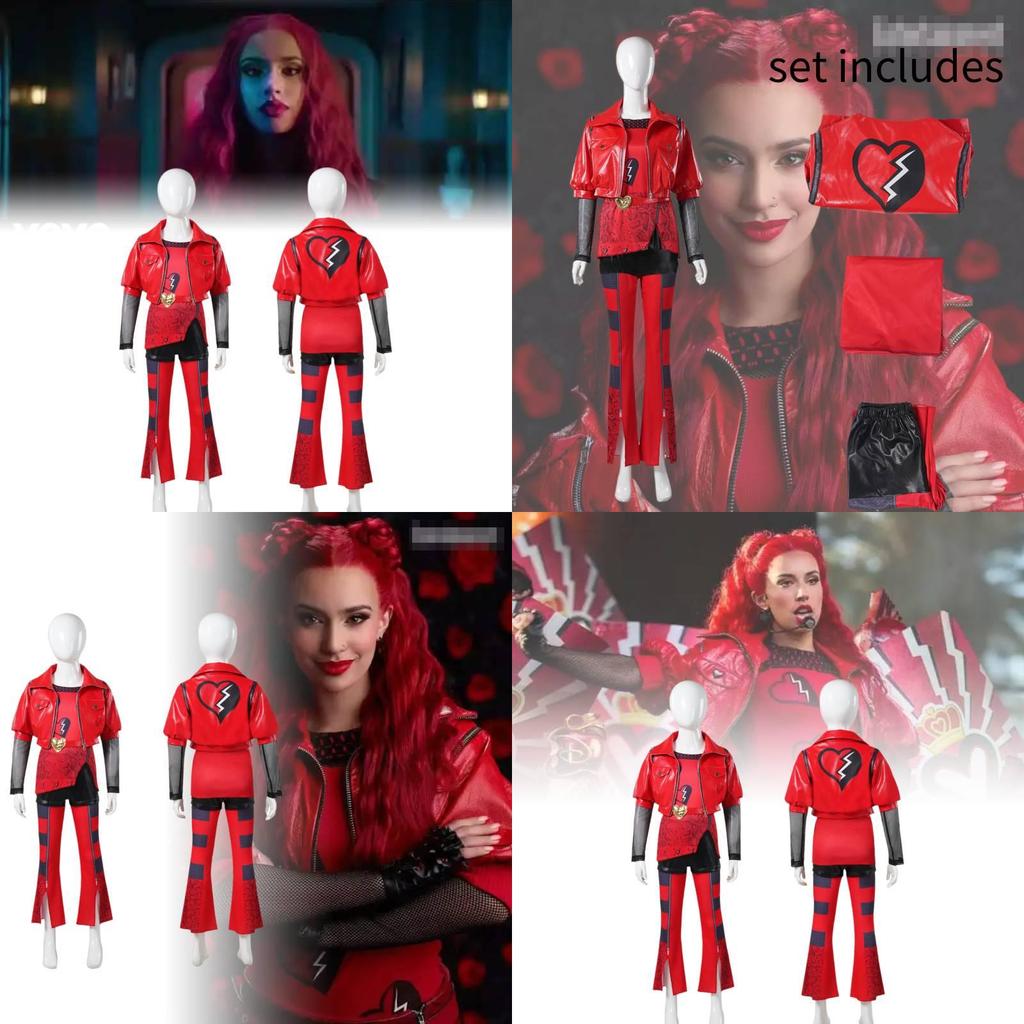 Enchanting Descendants Four Red Queen Cosplay Costume Set For Kids In Vibrant Colors