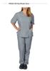 Einfarbige V-Ausschnitt Stilluniform für Damen mit Taschen