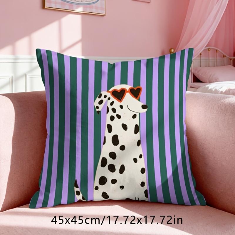 Vikama Check And Spot Dog Throw Blanket, Home Decoration Zipper Sofa Cushion Cover, Bedroom And Living Room Sofa Cushion Cover