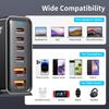 200W GaN Desktop Charger 3C+3A 6 Port Output 100W Single Type-C Port Charging Station for Phones Tablets