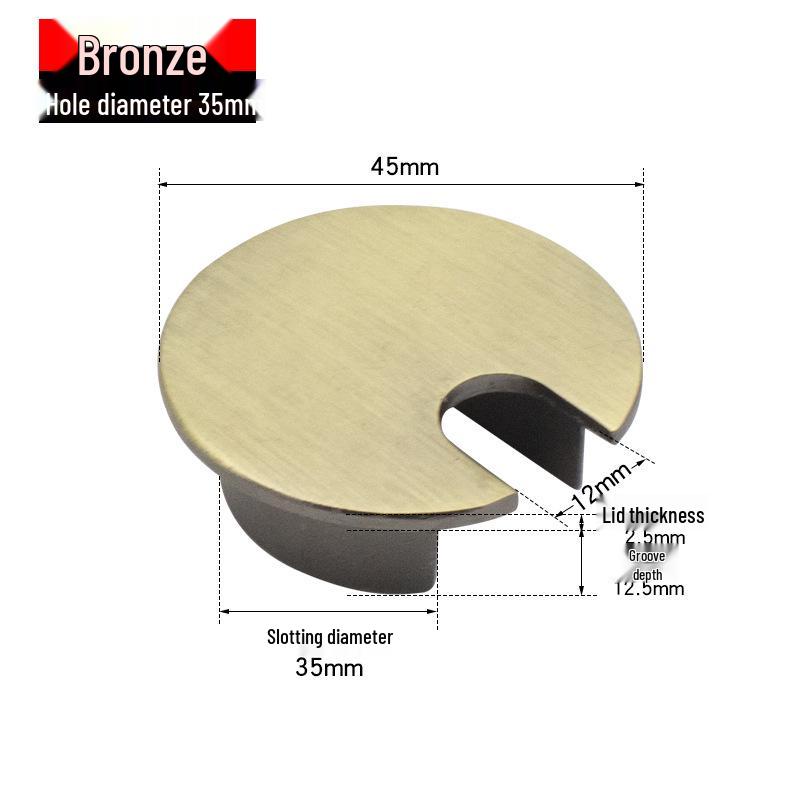 Zinc Alloy Desk Cable Grommet - Round Desktop Cable Pass-Through Cover