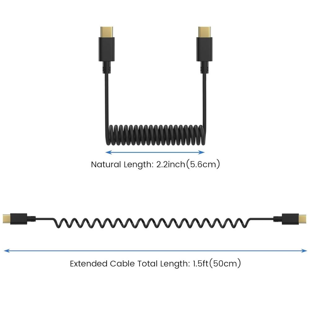 Type-C To Type-C Microphone Cable Spring Wire 3.5mm Mic Cord TPE for DJI Mic Mini/mic 2/1 Pocket 3/2 Action 5 Pro/action 4