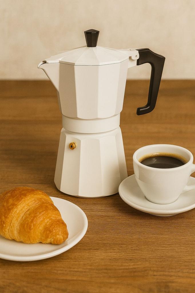 Cafetiere italienne - PEZZETTI - ITALEXPRESS - Aluminium - 6 tasses - Blanc