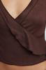 Women's Fashion Brown Wrap Knitwear Look Spanish Sleeve Regular Normal Fit Knitted Blouse