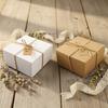 Kraft Paper Square Large-Capacity Packaging Box, Hemp Rope Strap, Thank You Tag, Cake Snack Gift Packing Box.