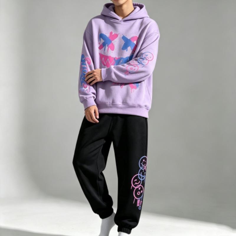 Felpa per Bambini con Stampa Graffiti Lettera Felice Giorno Sorriso Street Hip Hop Felpa con Cappuccio Felpe alla Moda Abbigliamento Vintage per Ragazzo Ragazza