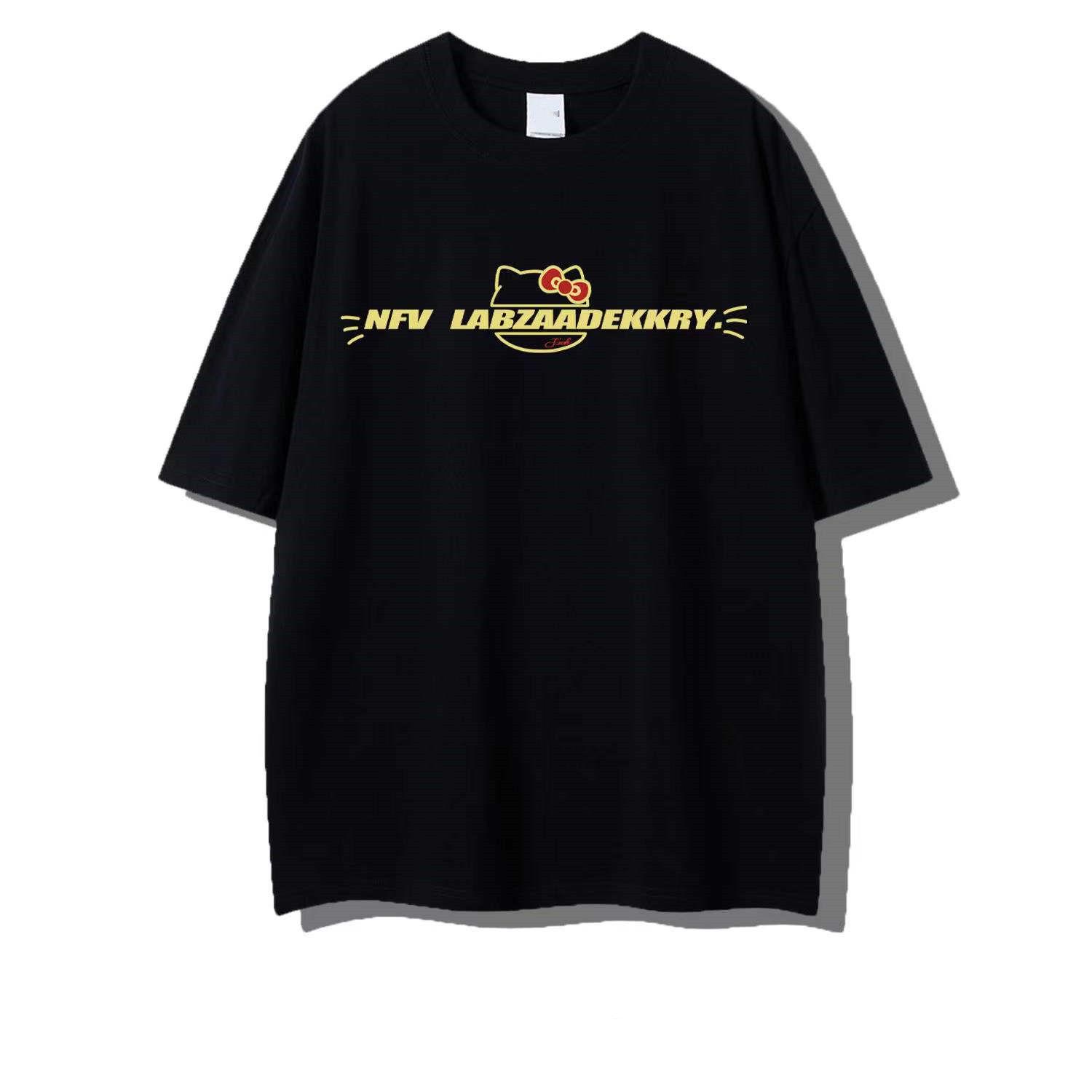 

Женская летняя хлопковая футболка оверсайз в стиле ретро с принтом котенка L for 101-115 lbs