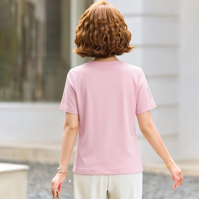 Pastel Women's Floral Embroidered Casual Short-Sleeve T-Shirt
