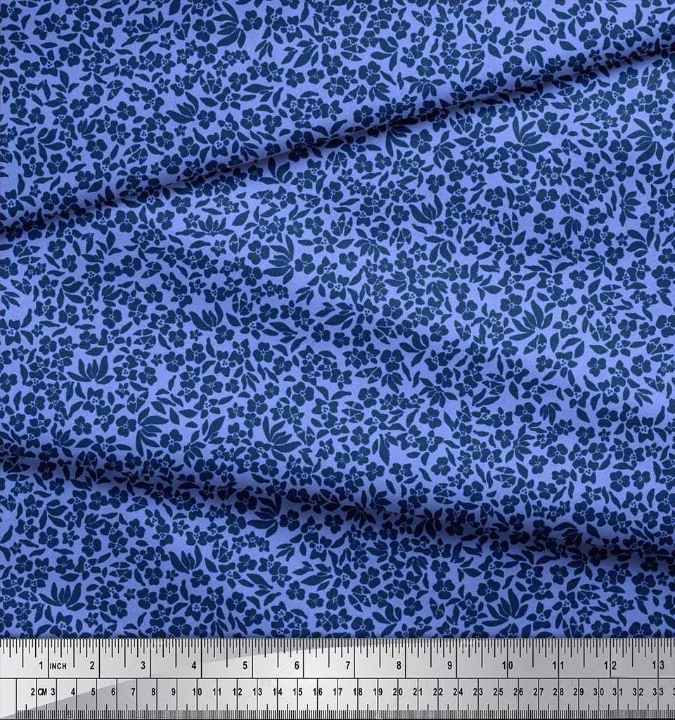Soimoi Japonská krepová saténová látka s uměleckým potiskem listů a květin 1 metr 42 palců