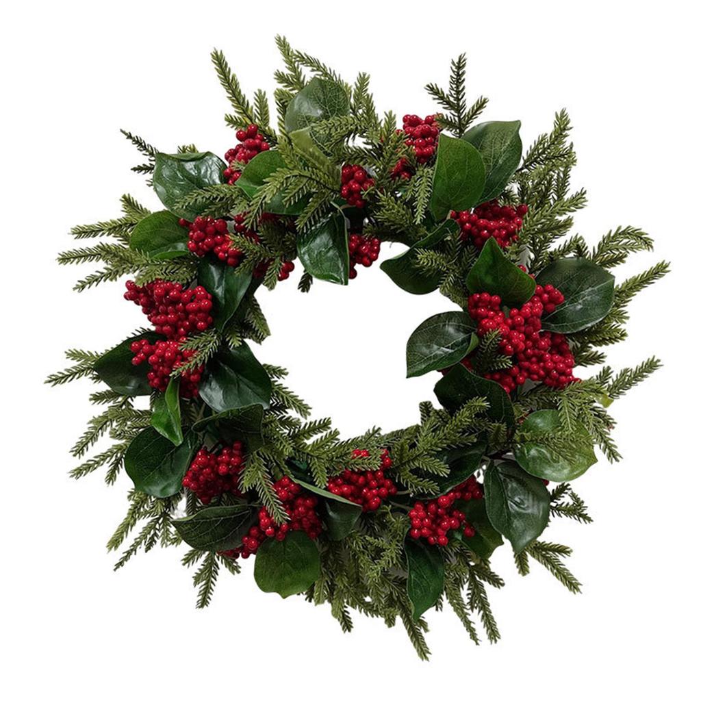 Christmas Wreath Front Door Wreath with Red Berries Home Decoration Winter Wreath for New Year Festival Wedding Indoor Farmhouse