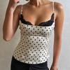 European & American Style Sexy Slim Backless White Polka Dot Lace Corset Top