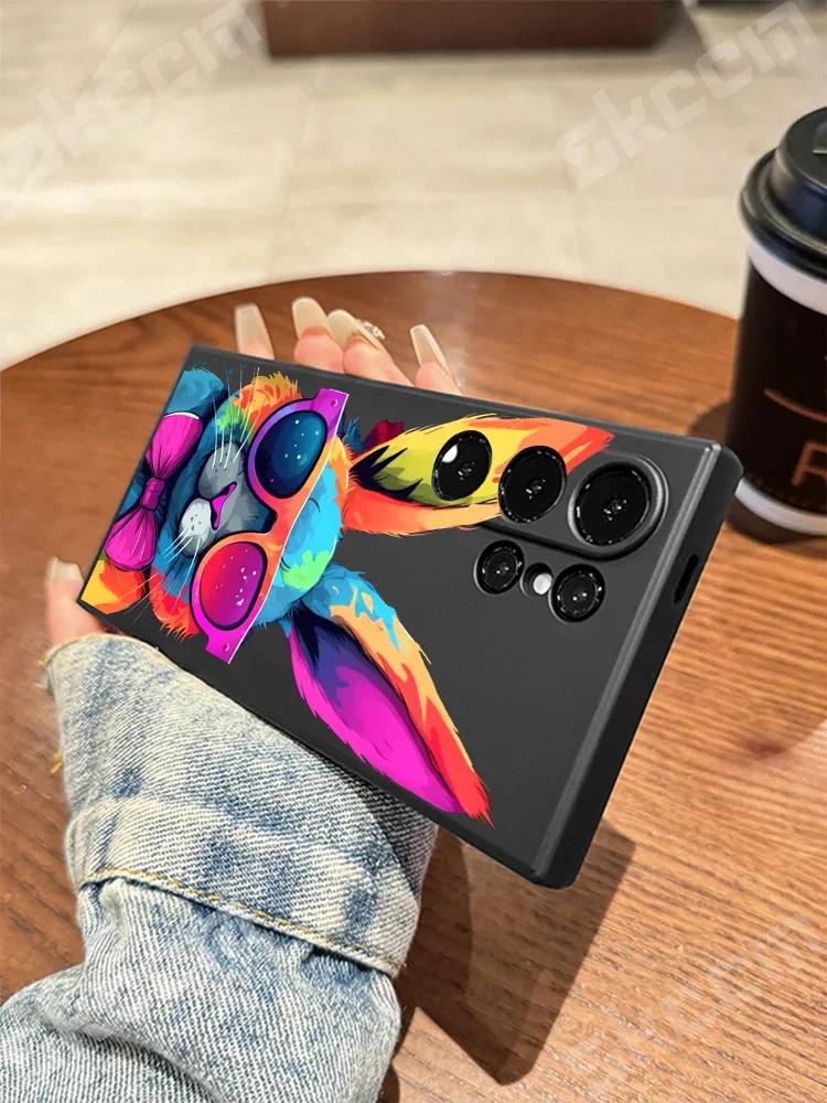 Cute Colorful Rabbit Phone Case For Samsung Galaxy S25 S24 S23 Ultra S22 Plus S20 FE A15 A35 A50 A51 A54 A55 A71 A72 A73 Cover