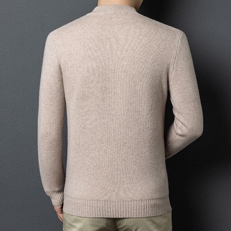 Fengxun Men's Premium Merino Wool Blend Half-High Collar Sweater