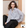 ET BOITE Women's Striped Oversized Embroidered Button-Down Shirt