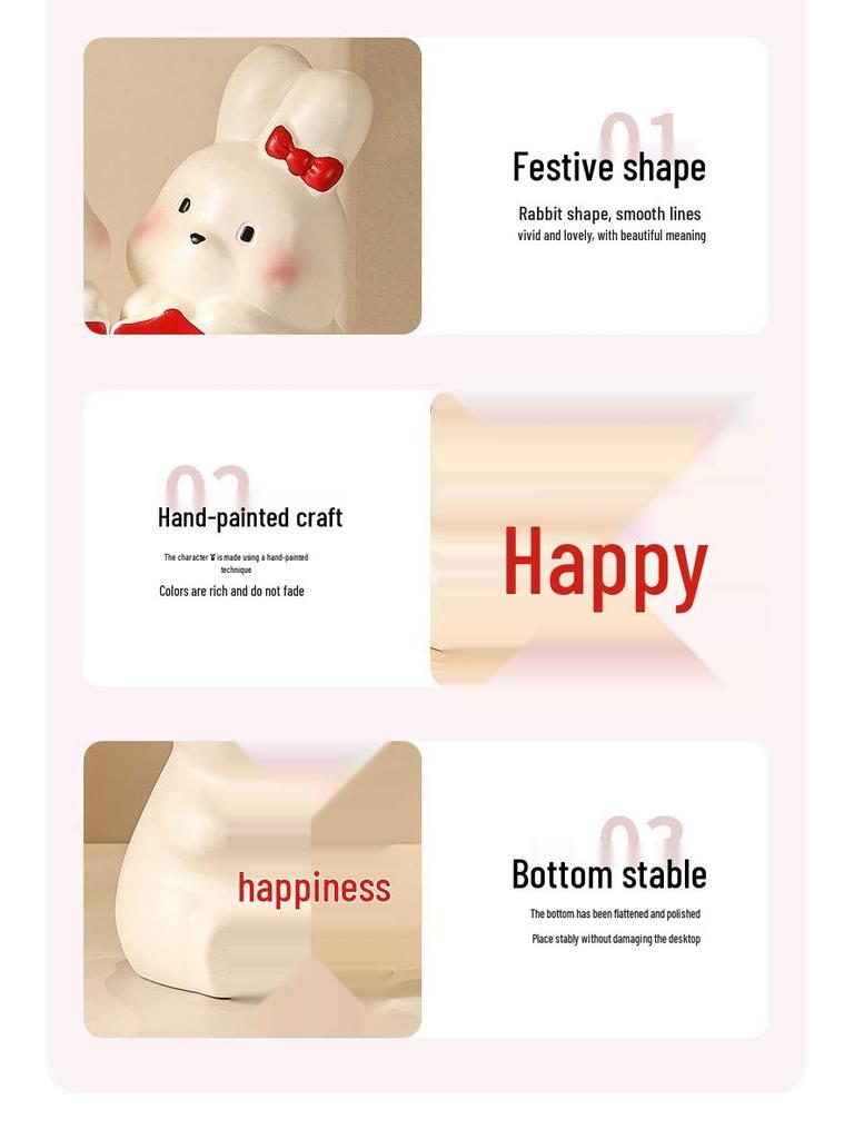 Creative Double Happiness Rabbit Ornament - Newlywed Gift for Home Decoration, Wedding, or Valentine's Day