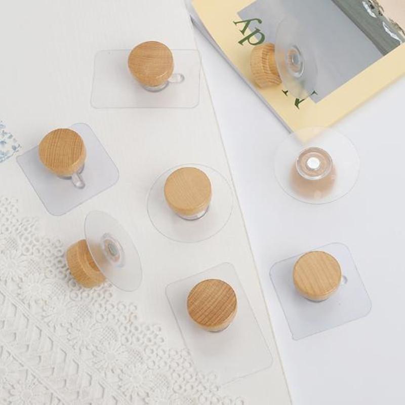 1-4pcs Wooden Hook Geometric Shape Wood Wall Hook Punch Free Wooden Coat Peg Coat Hanger for Hanging Clothes Hat Scarves Towel