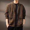 Plus Size Mens American Vintage Heavyweight Cardigan Sweatshirt Baseball Jacket