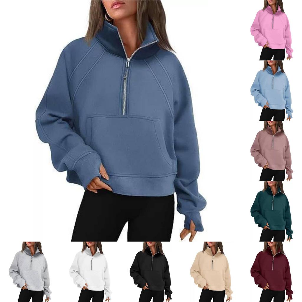 Yoga Wear Long Sleeve Hoodie With Pockets For Womens Casual Fitness