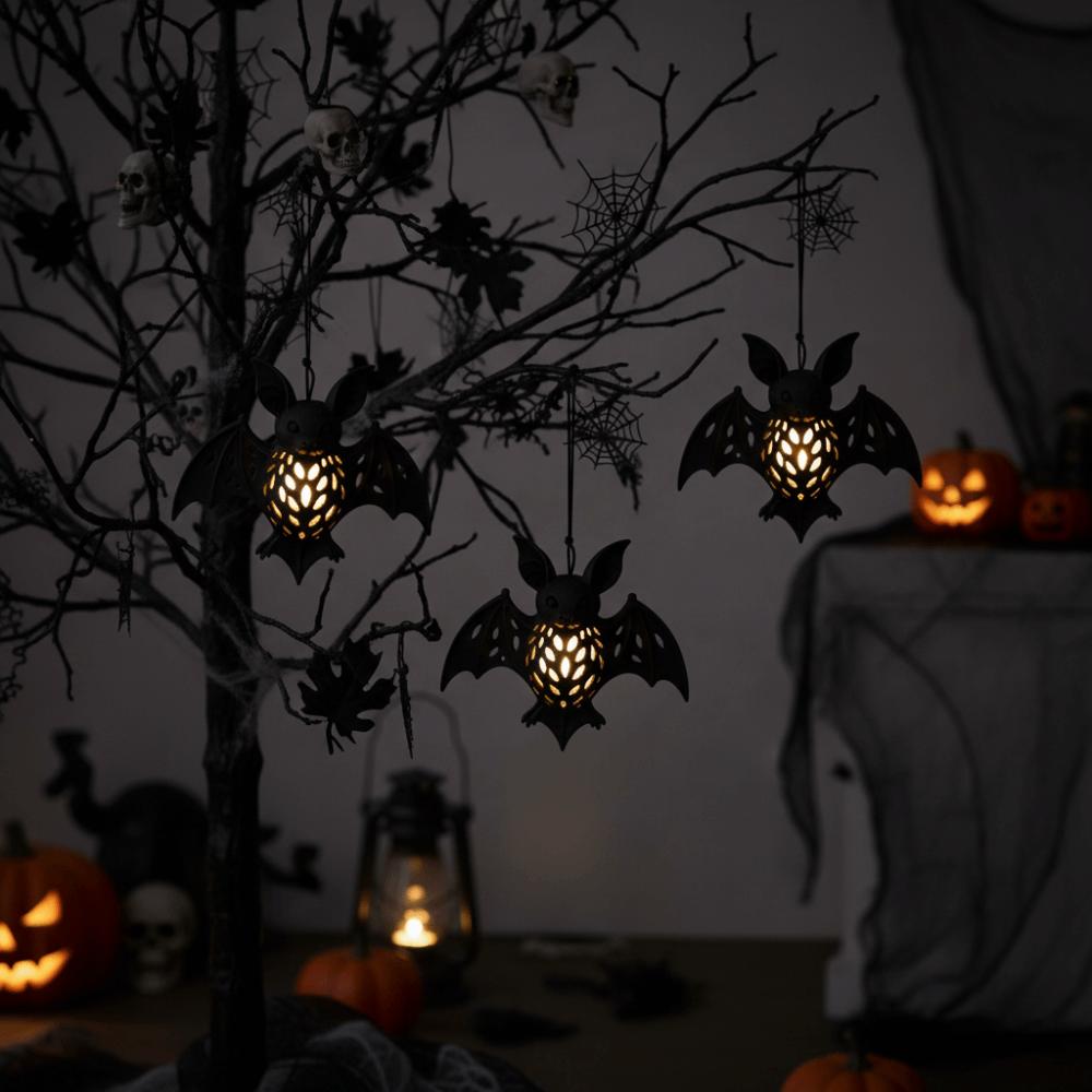 2PCS Openwork Gothic Style Halloween Bat Light Glowing Halloween Bat Lampshade  Ghost Festival