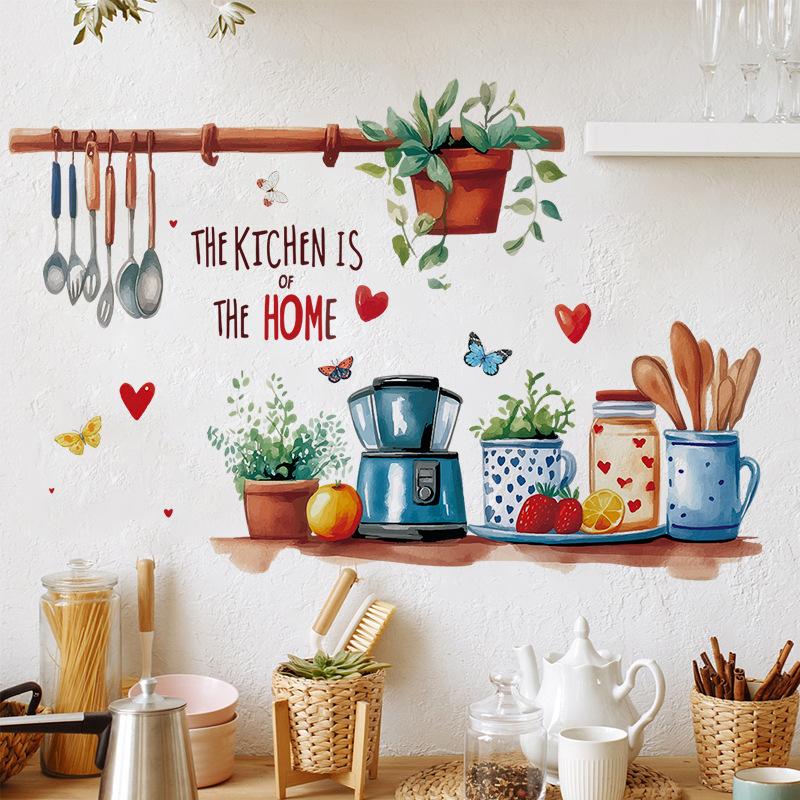 Creative Kitchen Wall Stickers Kitchen Utensils Wall Stickers Kitchen Dining Room Home Decoration Wall Stickers Self-adhesive Wall Stickers