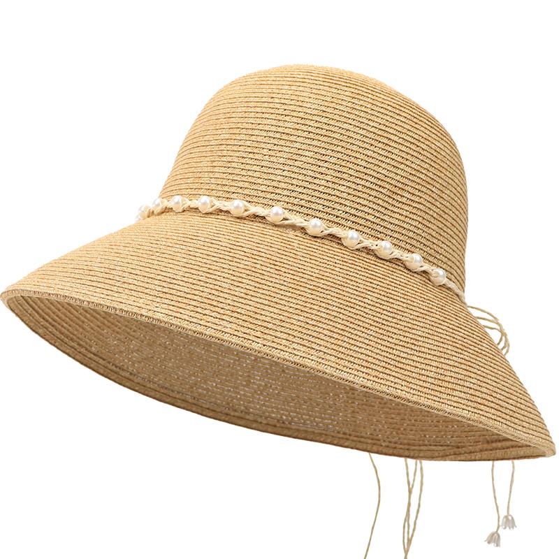 Hat Female Summer Seaside Sunshade Sunscreen Straw Hat Temperament Shows Small Face Big Eaves Hat Foldable Bucket Hat Basin Hat