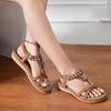 Bohemian Style Summer Shoes Women Flat Sandals Thick Sole Elegant Ladies Beach Sandals Summer Holiday Shoes Plus Size 42