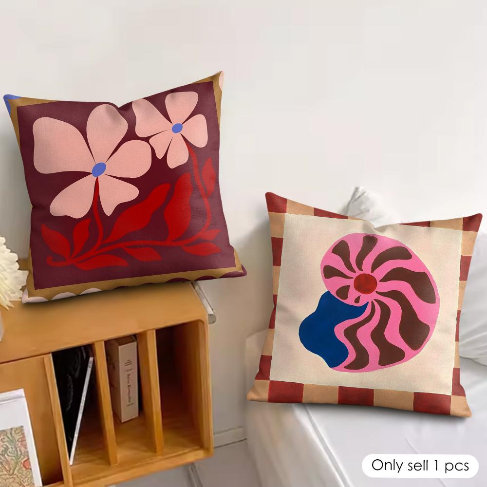 Flower Ins Simple Art Cushion Cover Silky Short Plush Invisible Zipper Dustproof Sofa Pillow Case For Home Decor