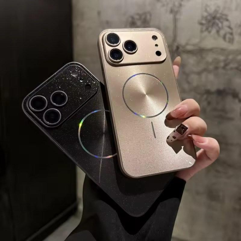 Magnetic Glitter Aurora Glossy Phone Case For Magsafe iPhone 17 Air 16 15 PM 14 13 12 11 Pro Max Full Lens Protection Back Cover