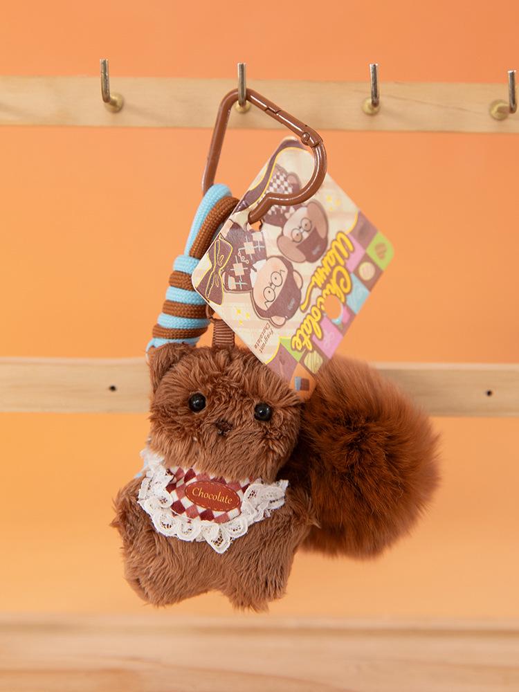 

Charming Chocolate Pendant Plush Toy Mini Animal Keychain Backpack Charm Gift 4 inch